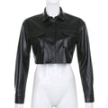 Autumn Winter Long Sleeve Short cropped Women Leather Top Short Coat Women