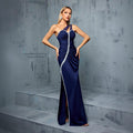 One Shoulder Design Evening Dress Pleated Tube Top Design Dress Fishtail Sheath Maxi Dress Women