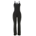 Summer Backless Tight Contrast Color Slim Fit Hip Lifting Yoga Casual Jumpsuit for Women