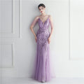 Beaded Bridal Wedding Dinner Long Camisole Evening Dress