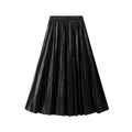 High Grade Metallic Bright Silk Organ Skirt Mid Length Skirt Spring Autumn Pleated Skirt