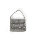 Retro Old Money Metal Casual Shiny Inflexible Hand Woven Beads Tote Underarm Messenger Bag Portable