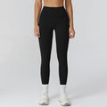 Sollinarry Contrast Color Brushed Yoga Trousers High Waist Tight Trousers Outdoor Cycling Running Exercise Workout Pants