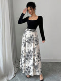 Women Dress Summer Slimming Lace up Floral Dress