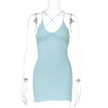 Women Clothing Summer Personalized Floral Decorative V neck Knitted Cami Dress