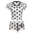 Summer Slim Fit Digital Printed Short Sleeved Top High Waist Hip Lift Shorts Suit Women