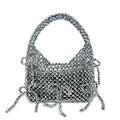 Autumn Metal Sense Silver Strap Design Hand Woven Beaded Bag Fashionable Handbag