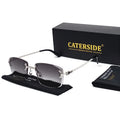 CATERSIDE Punk Rectangle Sunglasses Men Women Luxury Designer Rimless Gradient Lens Metal Sports UV400