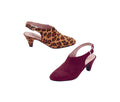 High-Vamp Closed-Toe Sueded Slingback Heels by EY Boutique