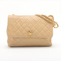 Chanel Matelasse Lambskin Single Flap Double Chain Bag Beige Gold Hardware 2 Series-#2892