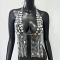 Fashion Fishnet Rhinestone Sequins Sling Women