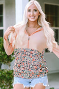 Gemma Floral Half Zip Kangaroo Pocket Hoodie