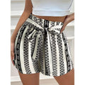 Belt Printed Casual Shorts For Commuter Women