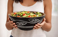 Carved Pattern Mango Wood Bowl - Black