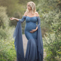 Lace Stitching Super Long Sleeve Maternity Dress
