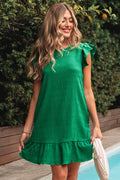Claire Textured Flutter Sleeve Ruffled Mini Dress