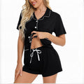 Women's Button Lapel Striped Pajamas European And American Style