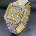 Men's Watch Square-shaped Fully Diamond-encrusted Multi-functional