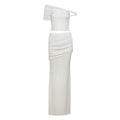 Solid Color Creative Slim-fit Oblique Shoulder Long Dress Suit Women
