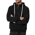 Men's Heavy Fleece-lined Half-zip Sporty Casual Hooded Sweatshirt