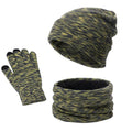 Men's Knitted Three-piece Beanie Scarf and Touch Screen  Gloves