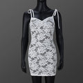 Slim-fit Lace Up Flower Lace Sheath Dress