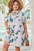 Angela Plus Size Floral V Neck Dress