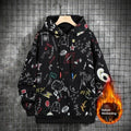 Men's Fleece-lined Graffiti Hooded Sweater