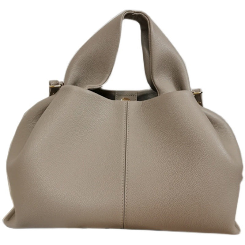 French Brand Lazy Solid Color All-Match Handbag Pleated Hobos Large-Capacity Shoulder Tote Cloud Woman Crossbody Bag