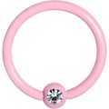 16G 5/16 Clear Gem Light Pink Acrylic Over Steel Captive Ring