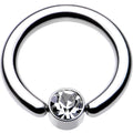 10G 1/2 Clear Gem 5mm Disc BCR Captive Ring