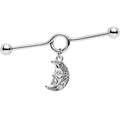 14G Clear Gem Moonman Dangle Industrial Barbell 38mm